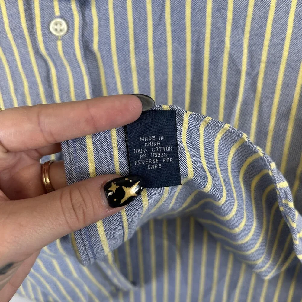 Ralph Lauren Shirt Boys 20 Stripe Button Down Long Sleeve Flesh Pony Logo Casual
